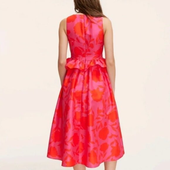 New! Kate Spade X Target Classic Rose Peplum Midi Dress - Picture 2 of 8